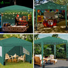 Pavillon 3x3m mit 4 Seitenteilen & 4 Sandsäcke, Pop Up Faltpavillon, Faltbar Gartenzelt Partyzelt, inkl. Tasche, Grün - vuunot.com