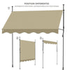 Klemmmarkise Balkon mit Handkurbel, höhenverstellbar Balkonmarkise ohne Bohren, UV-beständig, Wasserdicht & Sonnenschutz, 250 cm breit, Beige - vuunot.com