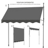 Klemmmarkise Balkon mit Handkurbel, höhenverstellbar Balkonmarkise ohne Bohren, UV-beständig, Wasserdicht & Sonnenschutz, 200 cm breit, Grau - vuunot.com
