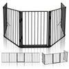 Kaminschutzgitter Metall, 5 Elemente Konfigurationsgitter Faltbar, 300 x 75 cm, Schwarz - vuunot.com