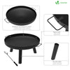 Feuerschale mit Schürhaken, Feuerkorb Feuerstelle für Garden Terrasse Heizung, Ø 60 cm, Schwarz - vuunot.com