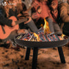 Feuerschale mit Schürhaken, Feuerkorb Feuerstelle für Garden Terrasse Heizung, Ø 60 cm, Schwarz - vuunot.com