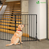 Kaminschutzgitter Metall, 5 Elemente Konfigurationsgitter Faltbar, 300 x 75 cm, Schwarz - vuunot.com