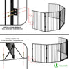 Kaminschutzgitter Metall, 5 Elemente Konfigurationsgitter Faltbar, 300 x 75 cm, Schwarz - vuunot.com