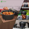 BBQ Dutch Oven Feuertopf Gusseisen 4,25 Liter, eingebrannter Kochtopf Schmortopf mit Füßen Deckel Deckelheber - vuunot.com