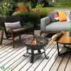 Feuerschale mit Funkenschutz, Grillrost, Schürhaken, Feuerkorb Feuerstelle für Heizung BBQ, Garten, Camping, Terrasse, Ø 55 cm, Schwarz - vuunot.com