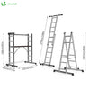 Alu Leitergerüst 3 in 1, Arbeitsbühne bis 150KG Belastbar, 2x6 Sprossen - vounot