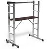 Alu Leitergerüst 3 in 1, Arbeitsbühne bis 150KG Belastbar, 2x6 Sprossen - vounot
