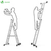 Alu Leitergerüst 3 in 1, Arbeitsbühne bis 150KG Belastbar, 2x6 Sprossen - vounot