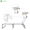 Gartenliege Sonnenliege Klappbar, mit Sonnendach und Rückenlehne Verstellbar, 2er Set, Beige - vounot