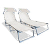 Gartenliege Sonnenliege Klappbar, mit Sonnendach und Rückenlehne Verstellbar, 2er Set, Beige - vounot