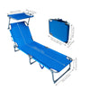 Gartenliege Sonnenliege Klappbar, mit Sonnendach und Rückenlehne Verstellbar, 2er Set, Blau - vounot