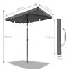 Sonnenschirm für Balkon, 200 × 125 cm, Knickbarer Balkonschirm Rechteckig, Grau - vounot