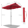 Sonnenschirm für Balkon, 200 × 125 cm, Knickbarer Balkonschirm Rechteckig, Rot - vounot