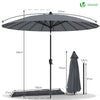 Sonnenschirm für Balkon, 270 cm, Shanghai Balkonschirm mit Schutzhülle, Grau - vuunot.com
